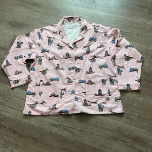 PJ Salvage, Snuggle Up, Sleep, Repeat Flannel sleep shirt oversized XS sloth